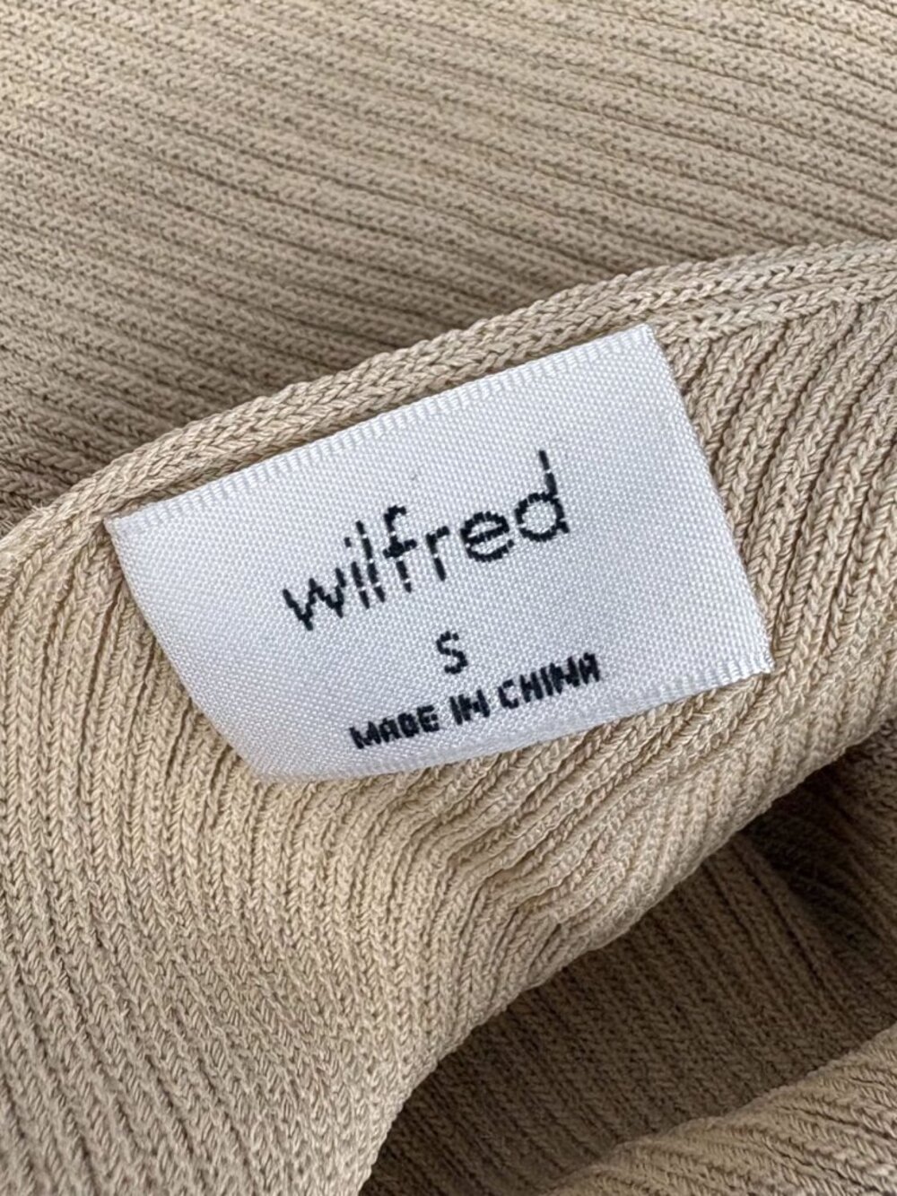 Aritzia Wilfred Womens Ribbed Bodycon Midi Dress Low Back Tan Size Small - Picture 7 of 8